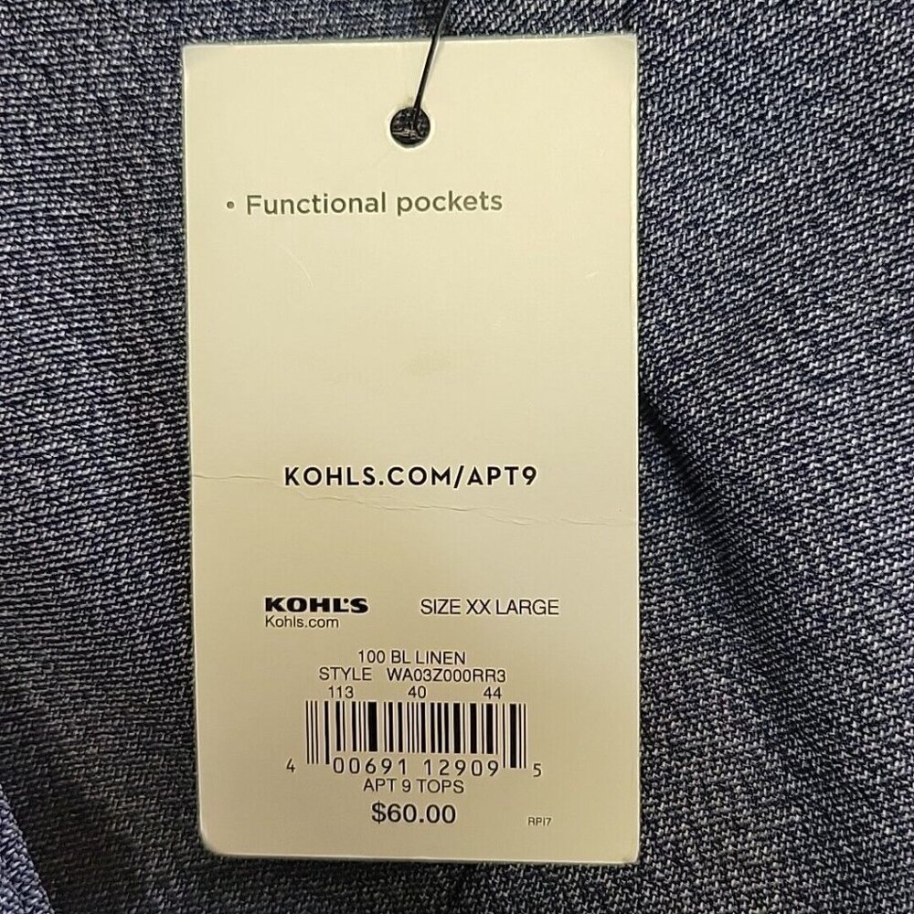 Apt 9 New Womens Jacket Size XXL Open Front Blue Heather Pockets - Picture 7 of 9